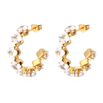 Diam Earrings, 18K Gold Plated Steel
