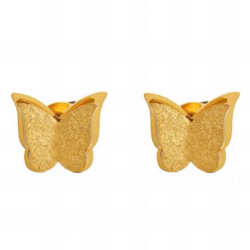 Butterfly Earrings, 18K Gold Plated Steel