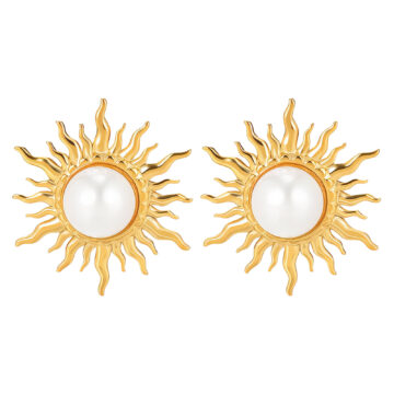 Sun Earrings, 18K Gold Plated Steel